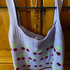 Retro Knitted Cherry Tank Top